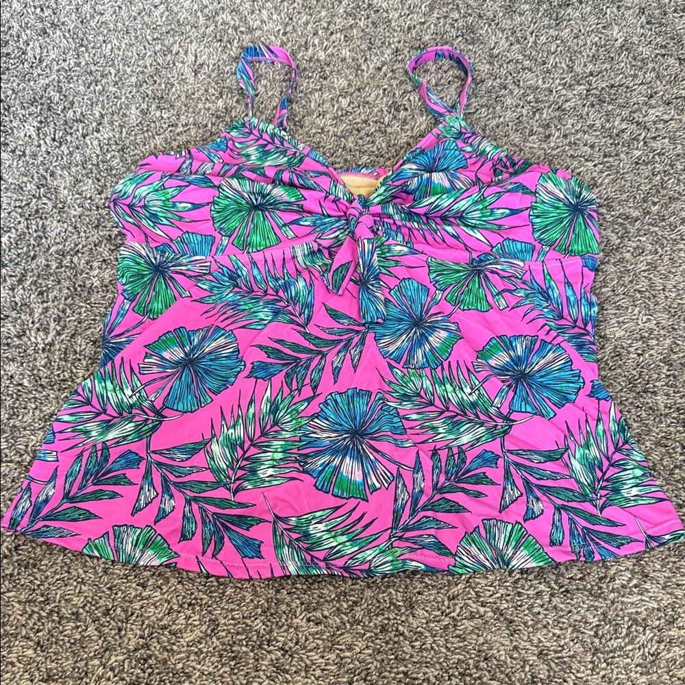 Tropical Print Pink and Blue Women's Top